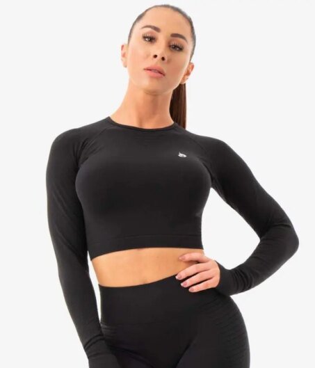 Geo Seamless Long Sleeve Crop Top